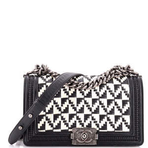Chanel Boy Flap Bag Woven Calfskin Old #240521C29B